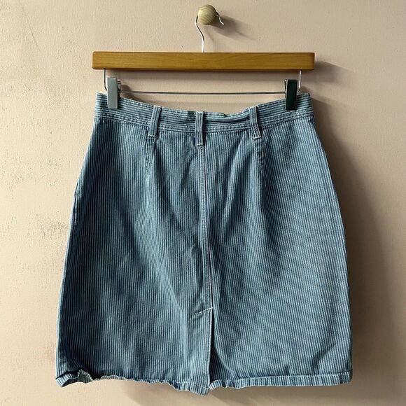 Vintage Bill Blass Jeans Petite Light Blue Striped Denim Mini Skirt Size 8P EUC - Picture 10 of 11